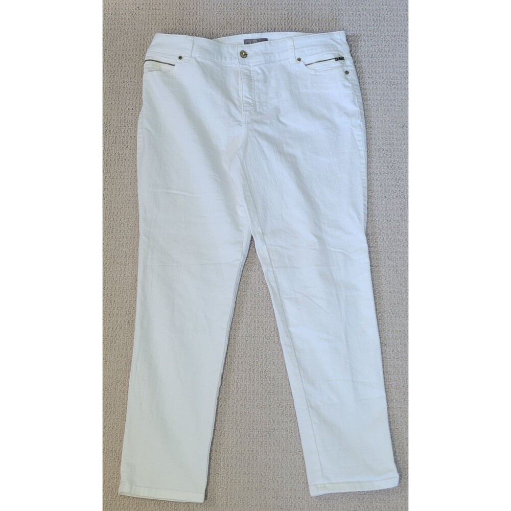 Chicos So Slimming Pants Jeans White 2.5 14 Large Stretch Zip Pocket Straight
